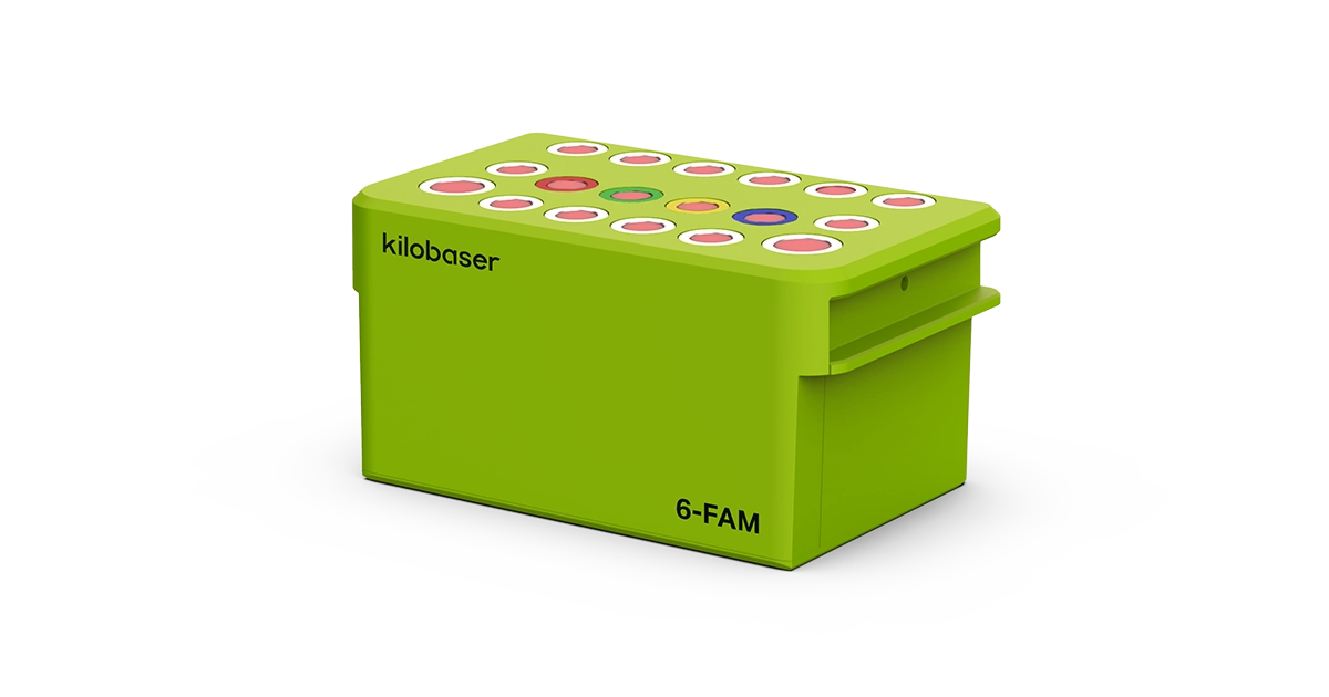 6-FAM DNA reagent cartridge for Kilobaser one-XT personal DNA & RNA synthesizer.