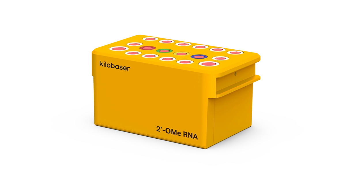 Images/Products/2'-OMe-RNA_Cartridge_Kilobaser_Shop 2'-OMe RNA reagent cartridge for Kilobaser one-XT personal DNA & RNA synthesizer.