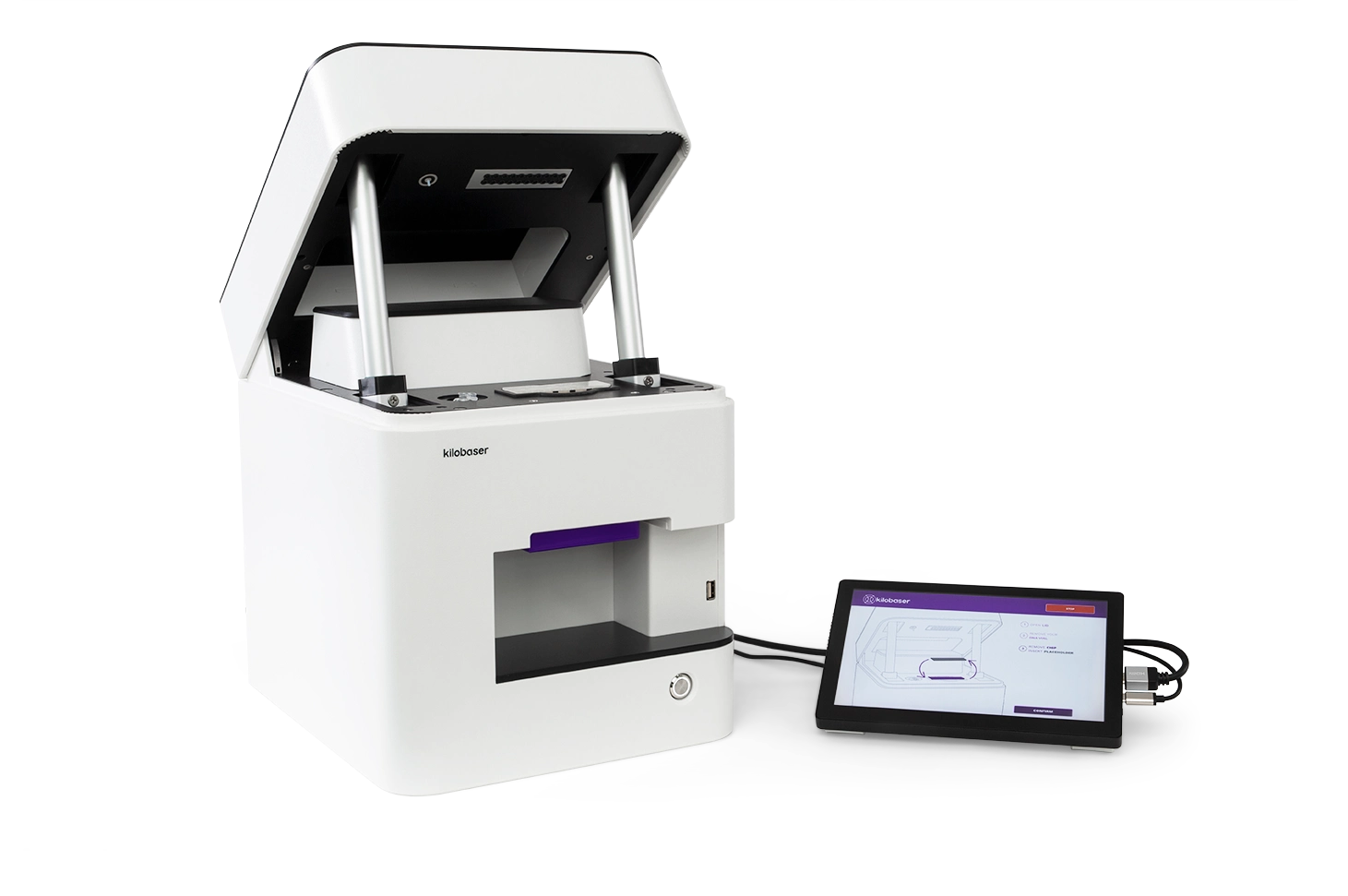 Kilobaser device with microfluidic chips and reagent cartridge